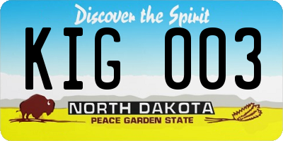 ND license plate KIG003