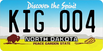 ND license plate KIG004