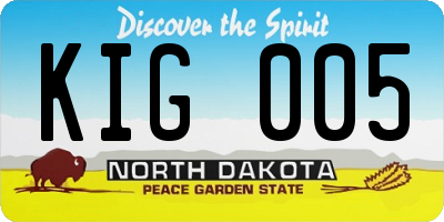ND license plate KIG005