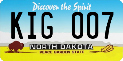 ND license plate KIG007