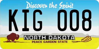 ND license plate KIG008
