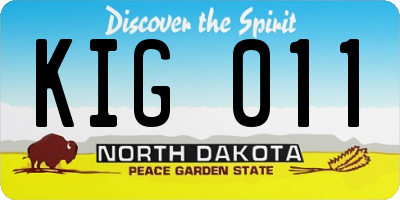 ND license plate KIG011