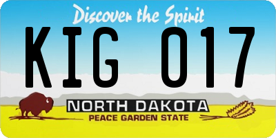 ND license plate KIG017