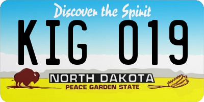 ND license plate KIG019