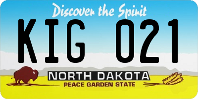 ND license plate KIG021