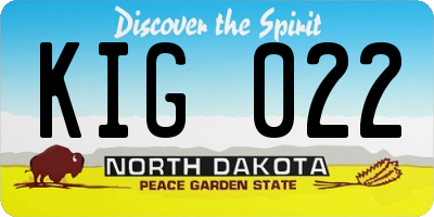 ND license plate KIG022