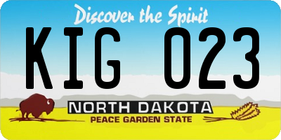 ND license plate KIG023
