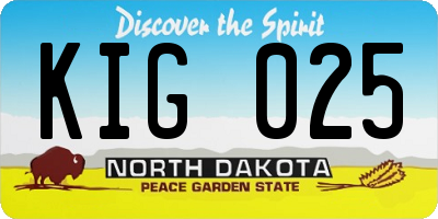 ND license plate KIG025
