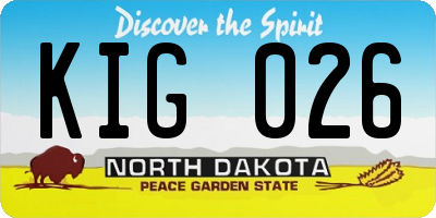 ND license plate KIG026