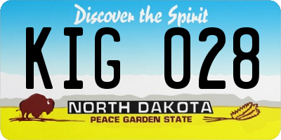 ND license plate KIG028
