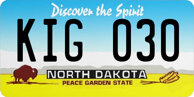 ND license plate KIG030