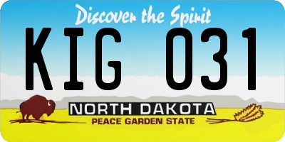 ND license plate KIG031