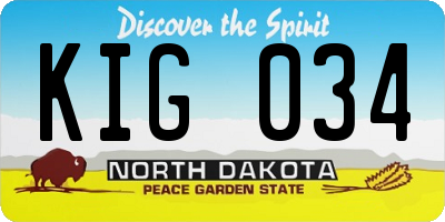 ND license plate KIG034