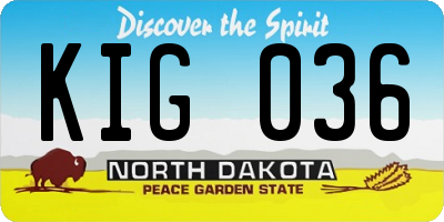 ND license plate KIG036