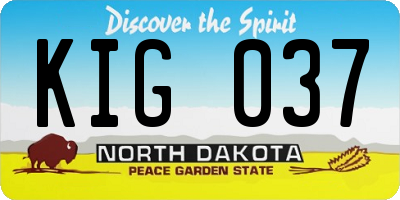 ND license plate KIG037