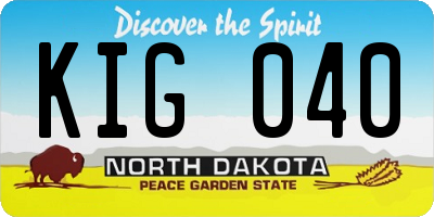 ND license plate KIG040