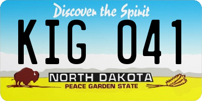 ND license plate KIG041