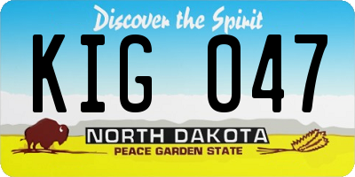 ND license plate KIG047