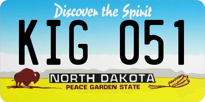 ND license plate KIG051