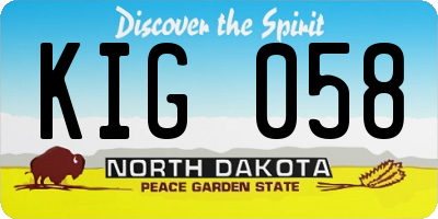 ND license plate KIG058