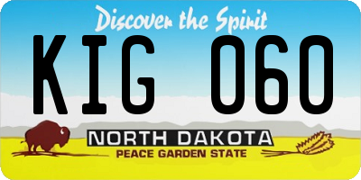 ND license plate KIG060