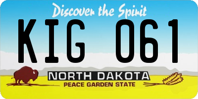 ND license plate KIG061