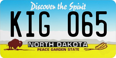 ND license plate KIG065