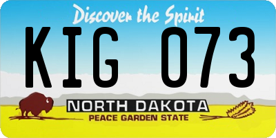 ND license plate KIG073