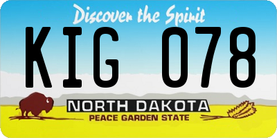 ND license plate KIG078