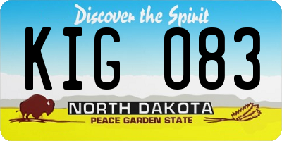 ND license plate KIG083