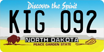 ND license plate KIG092
