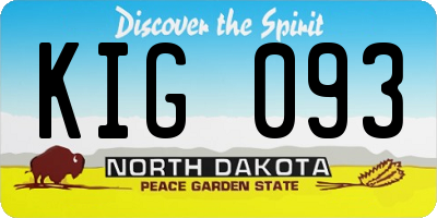 ND license plate KIG093