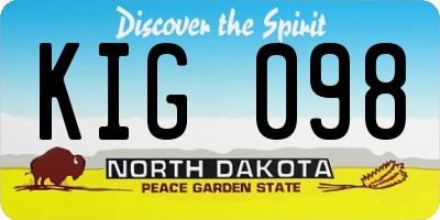 ND license plate KIG098