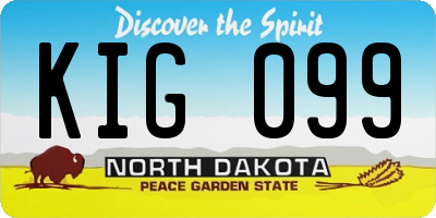 ND license plate KIG099