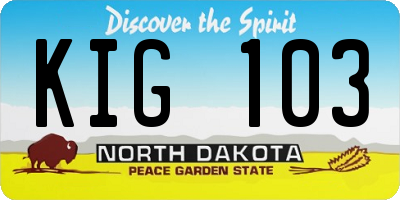 ND license plate KIG103