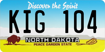ND license plate KIG104