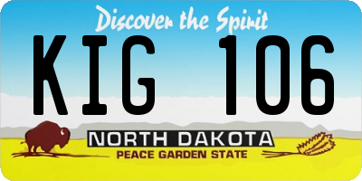 ND license plate KIG106