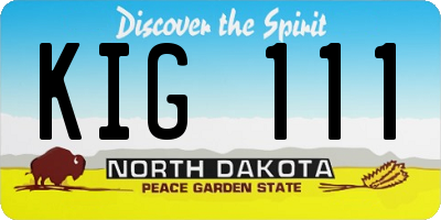 ND license plate KIG111
