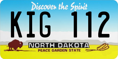 ND license plate KIG112