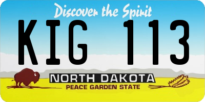 ND license plate KIG113