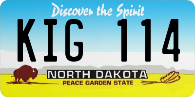 ND license plate KIG114