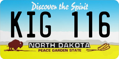ND license plate KIG116