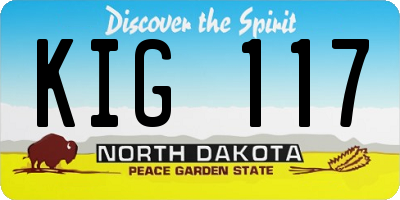 ND license plate KIG117