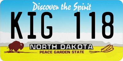 ND license plate KIG118