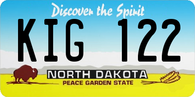 ND license plate KIG122