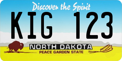 ND license plate KIG123