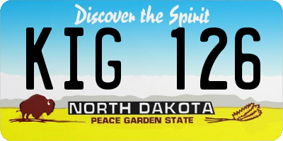 ND license plate KIG126