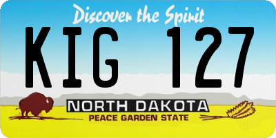 ND license plate KIG127