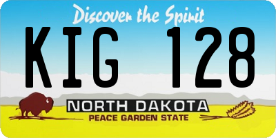 ND license plate KIG128