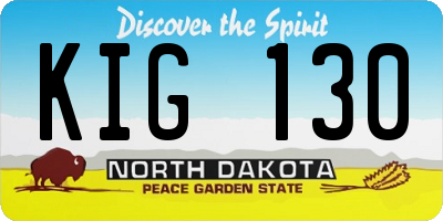 ND license plate KIG130
